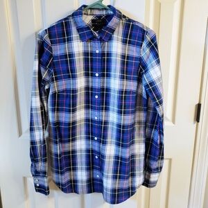 J. Crew Womens Blue, White, And Red Plaid Button Up Shirt 6T